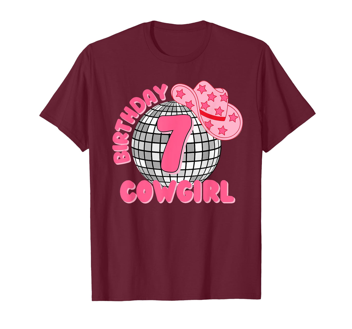 Happy 7th Birthday Girl Rodeo Disco Western Cowgirl Cowboy T-Shirt