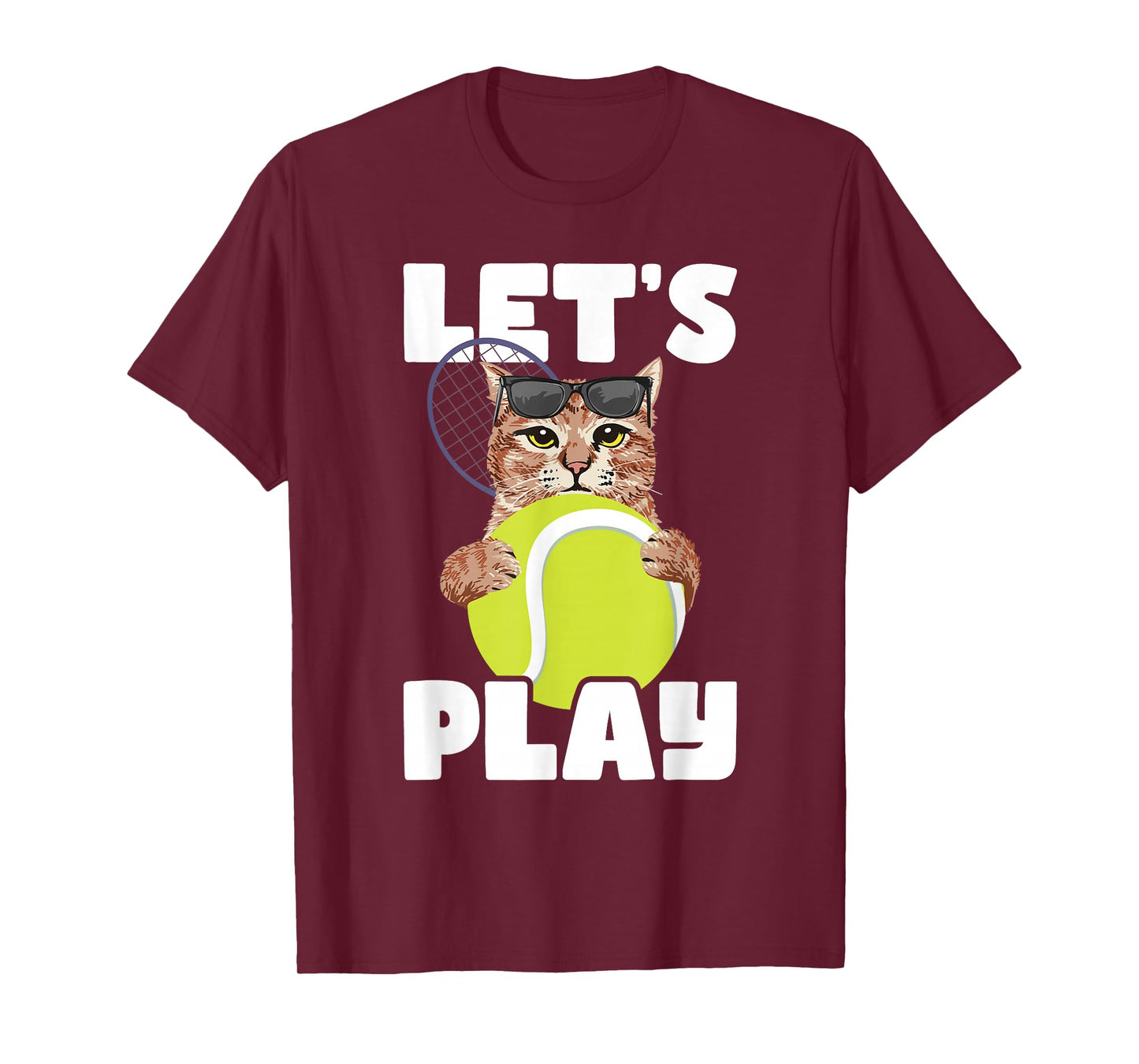 Let's Play - Cat Sunglasses Tennis Player Sports Tournament T-Shirt