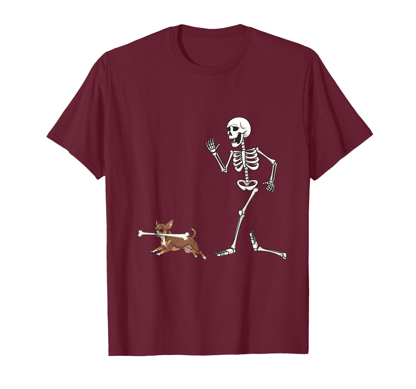 Funny Halloween Chihuahua and Skeleton T-Shirt