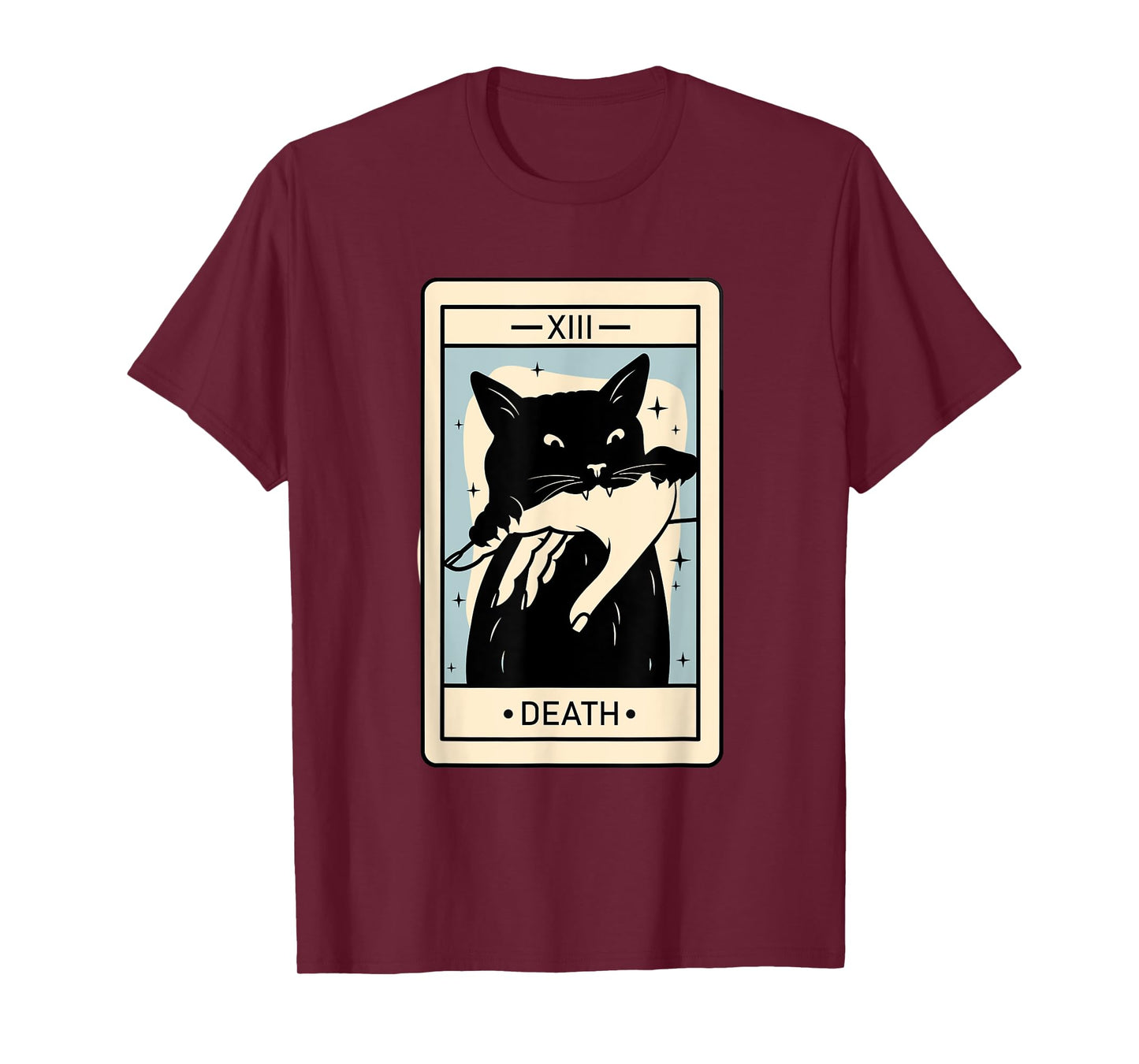 Black Cat Tarot Death Halloween Witchy Cat Lover Men Women T-Shirt