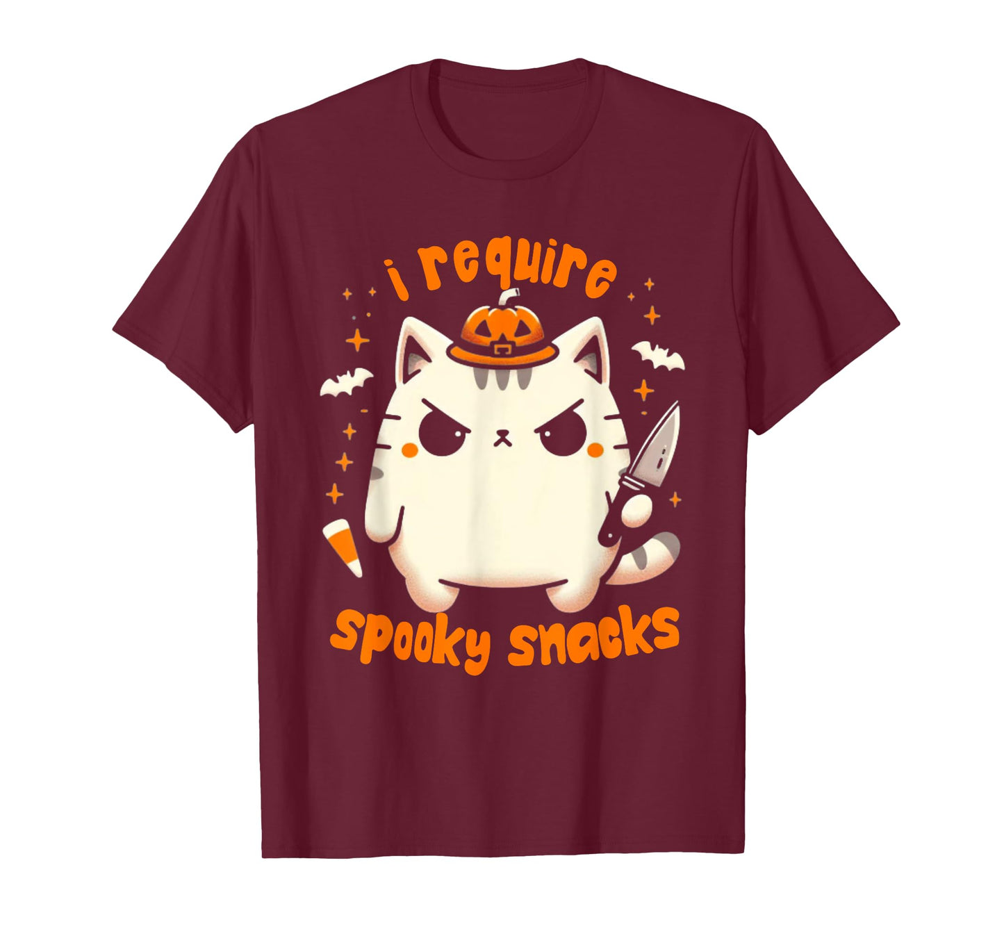 I Require Spooky Snacks Moody Cat Halloween T-Shirt