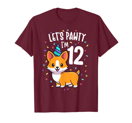 12 Years Old Corgi Dog Lover 12th Birthday Party Outfit Kid T-Shirt