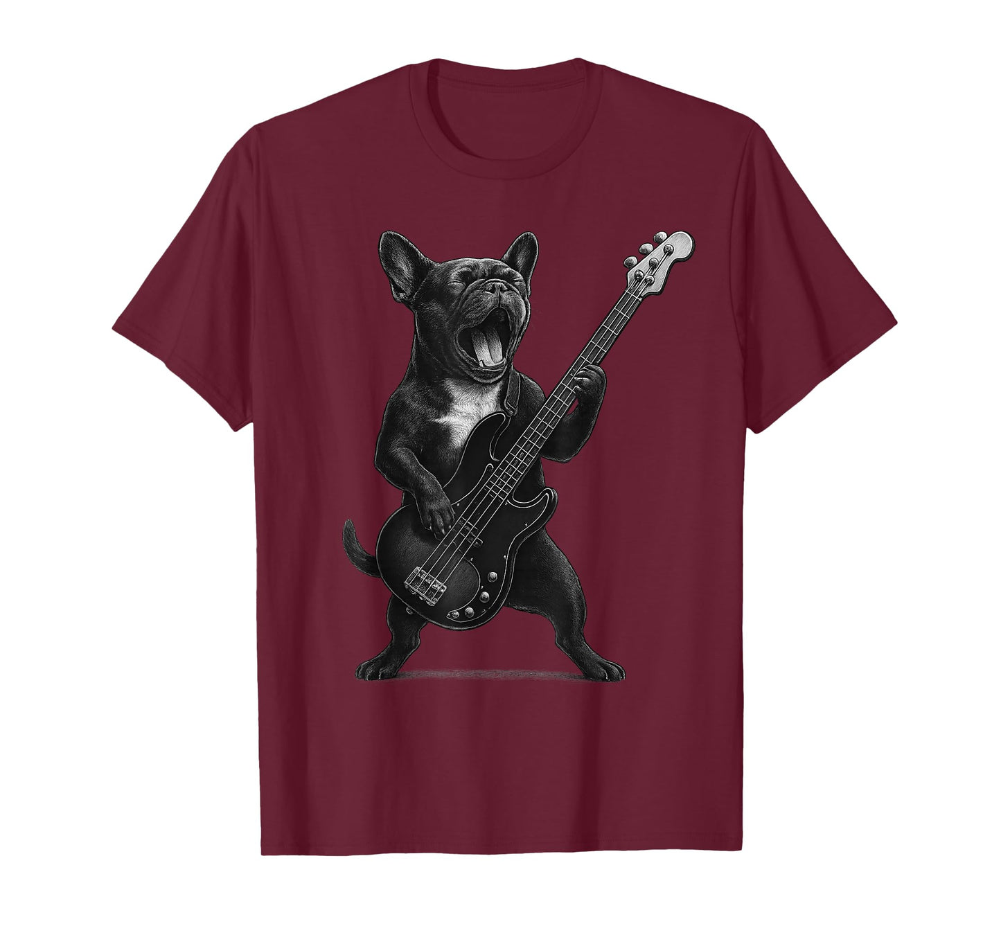 French Bulldog Playing Bass Guitar Rock Music Dog Lover T-Shirt