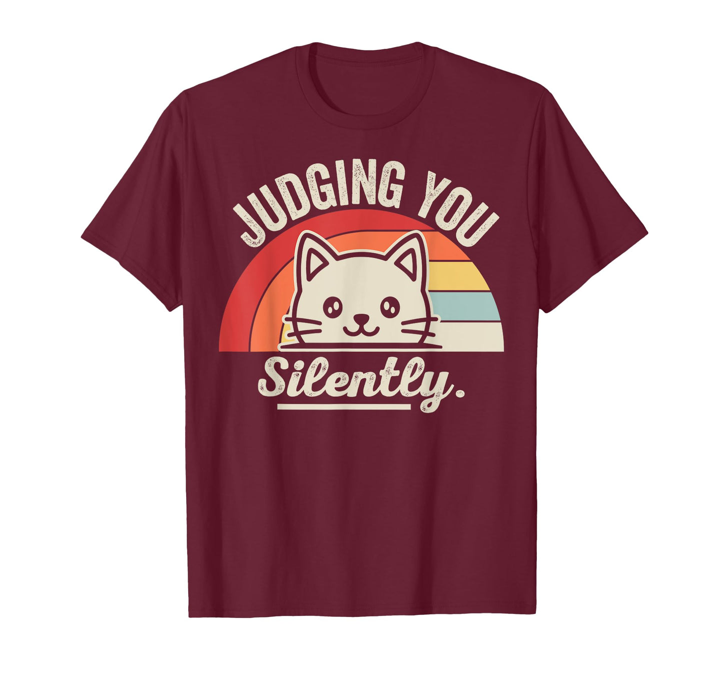 Judging You Silently Cat Retro Rainbow T-Shirt