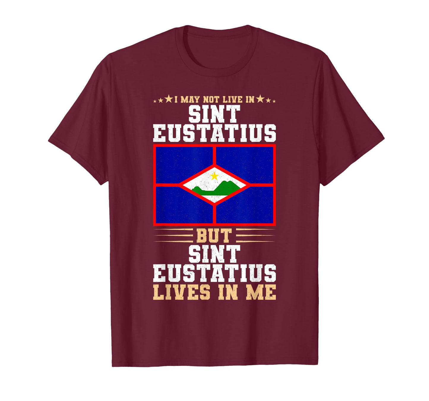 Statia Flag for proud Patriots Sint Eustatius T-Shirt, Small, Black