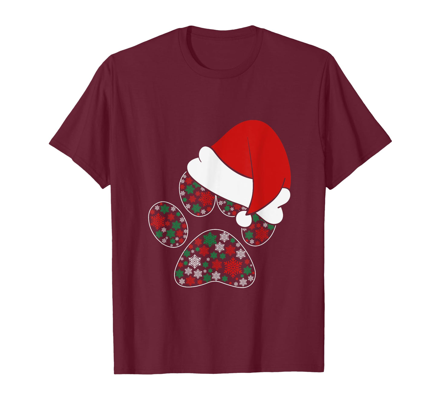 Dog Paw Snowflakes Santa Hat Christmas Dog Lovers Men Women Kids T-Shirt