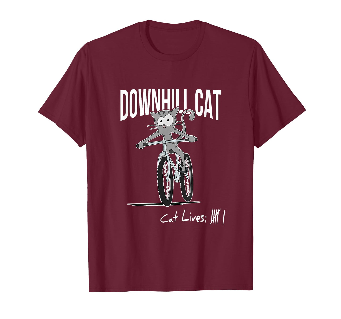 Funny Counting Cat Lives Cyclist Downhill Cat MTB Biking T-Shirt