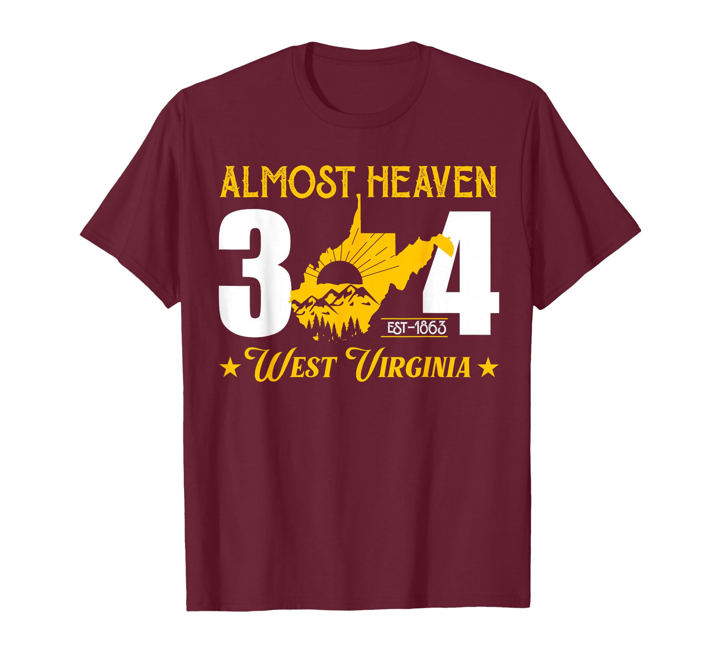 Almost Heaven 304 West Virginia Map T-Shirt