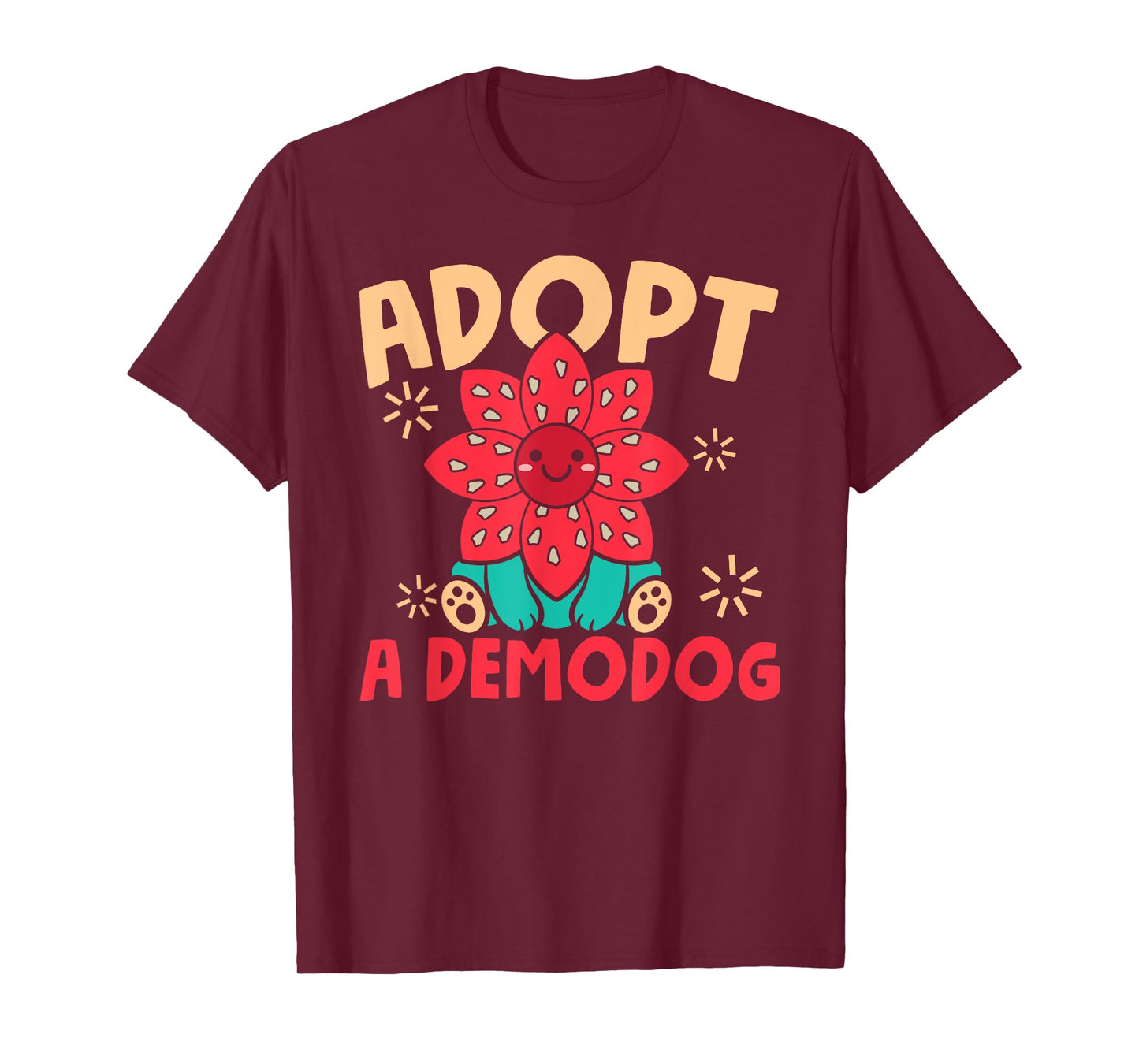 Dog Lover Funny Adopt A Demodog Unisex-Adults Black Modern Cartoon T-Shirt