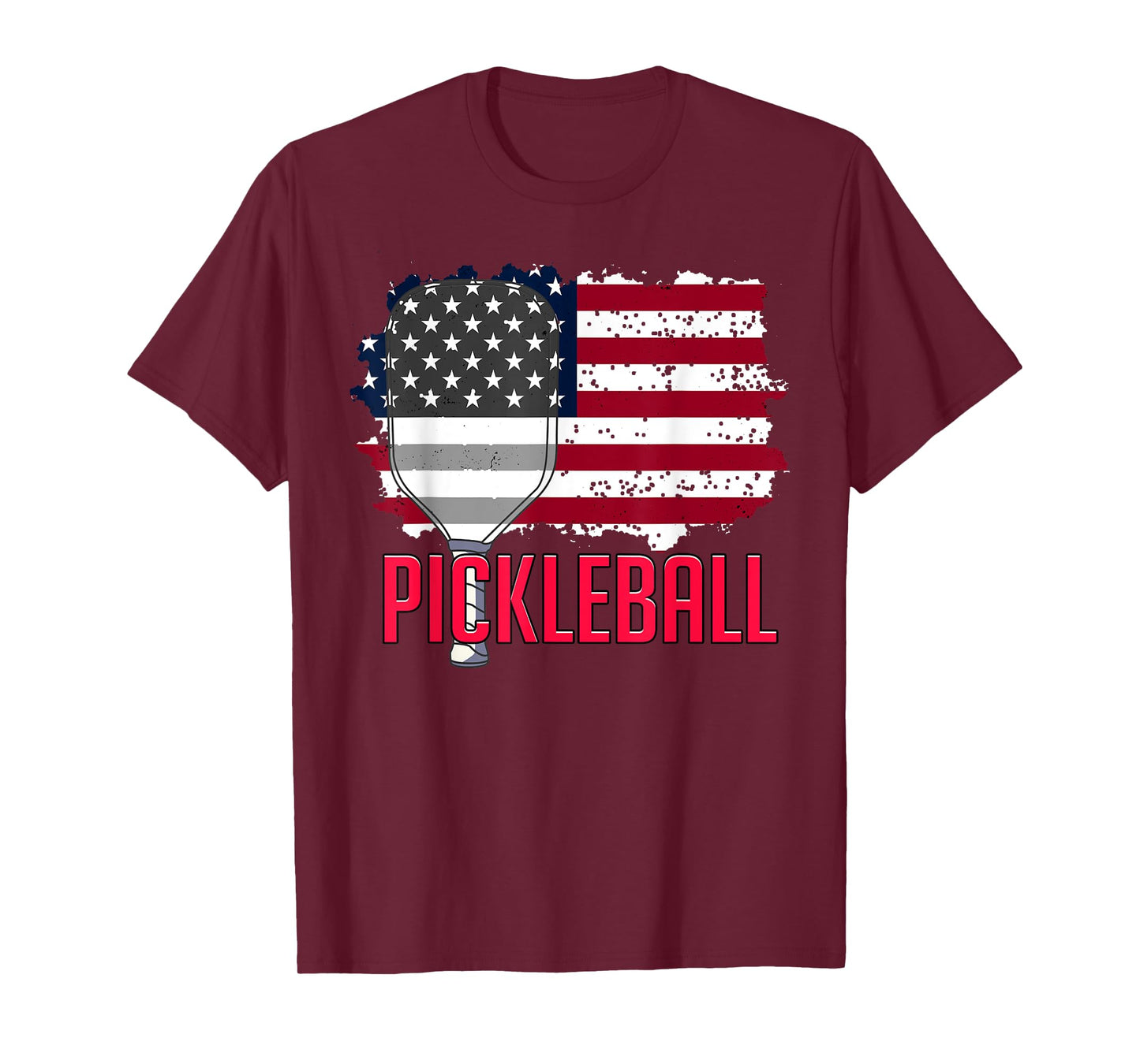 US American Flag Pickleball Lover Player Paddle Men Women T-Shirt