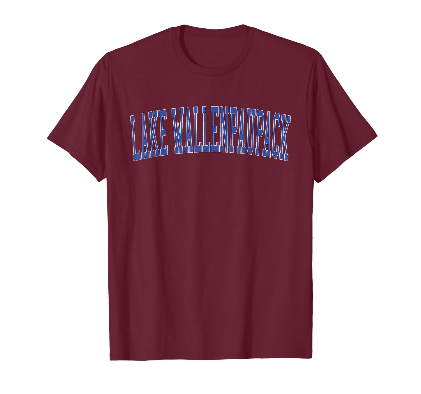 Vintage Lake Wallenpaupack Distressed Blue Varsity Style T-Shirt