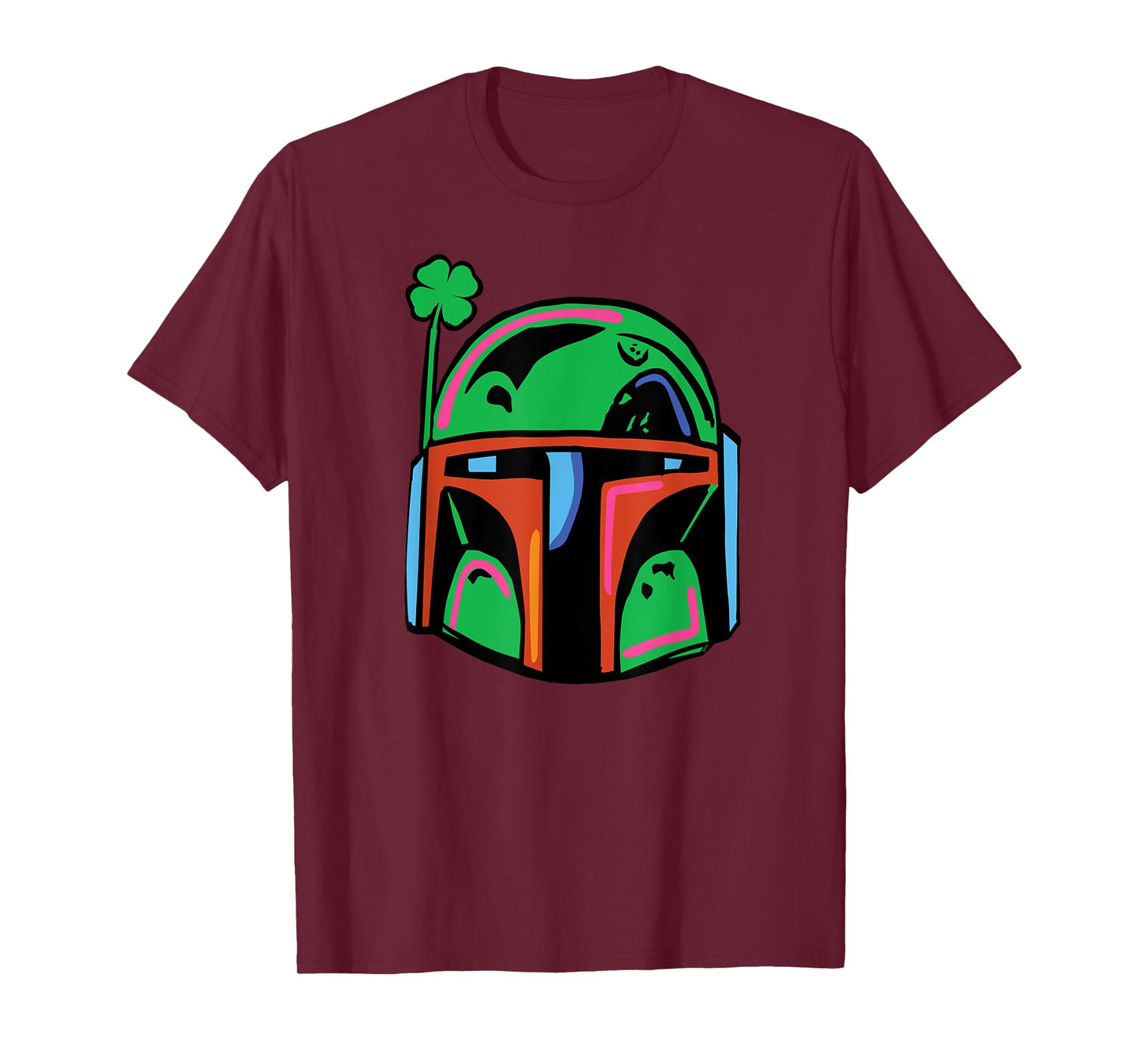 NEW Star Wars St Patrick's Day Boba Fett Helmet Lucky Clover T-Shirt
