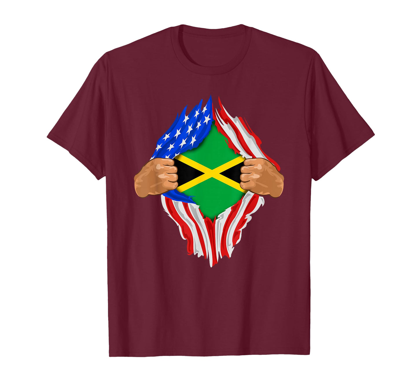 USA National Flag Pride Country Roots Retro Outfit | Unisex Adults Jamaican Flag T-Shirt, Black, Small, Short Sleeve