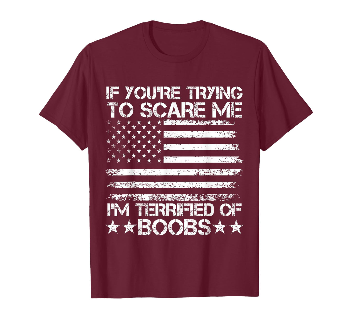 If You're Trying To Scare Me I'm Terrified Of Boobs USA Flag T-Shirt