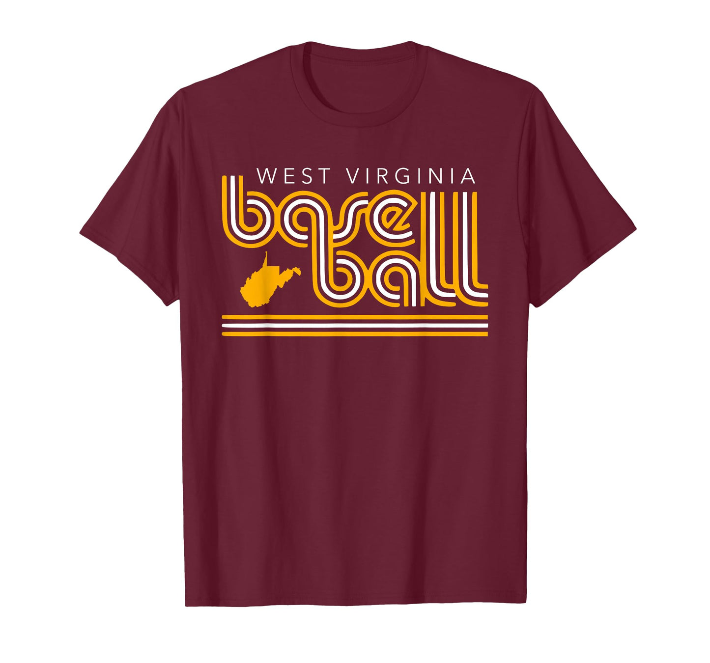 Retro Font West Virginia Baseball Player WV Ball Team Gear T-Shirt