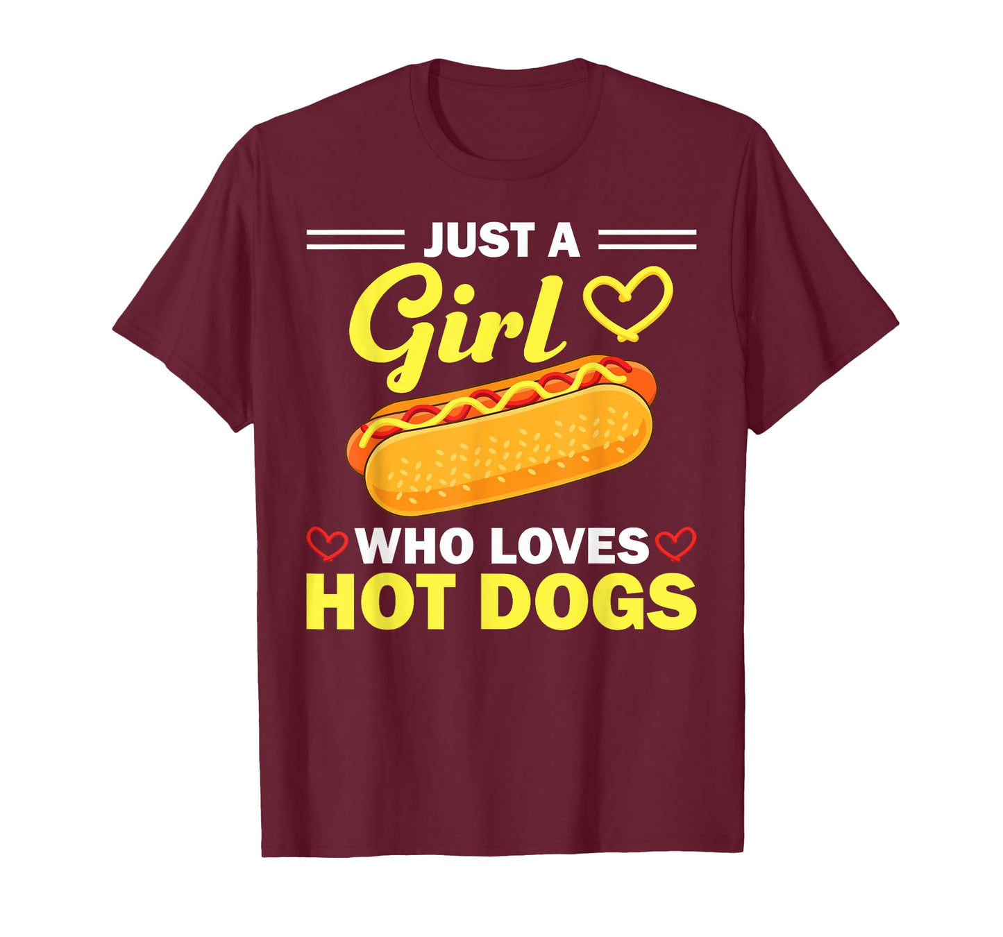Funny Hot Dog Design for Women Girls Hot Dog Lovers T-Shirt Small