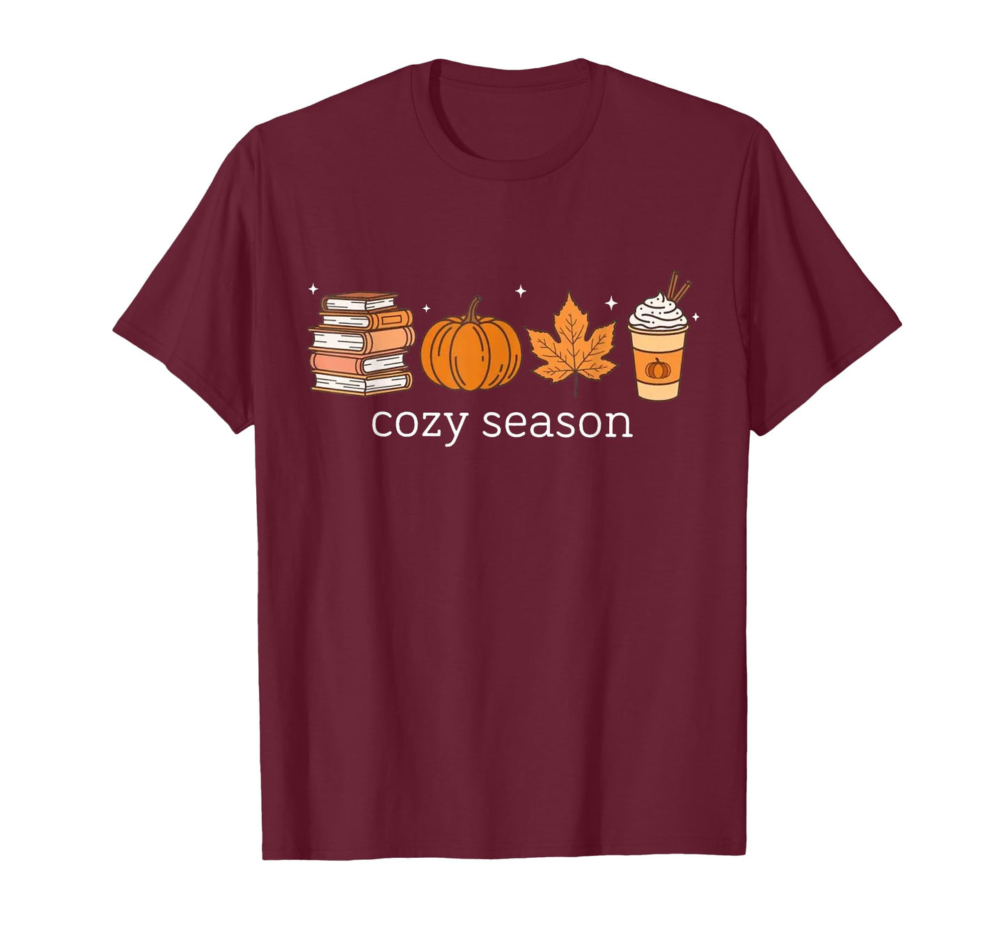 Cozy Season Books Pumpkin Autumn Leaves Coffee Fall Vibes T-Shirt