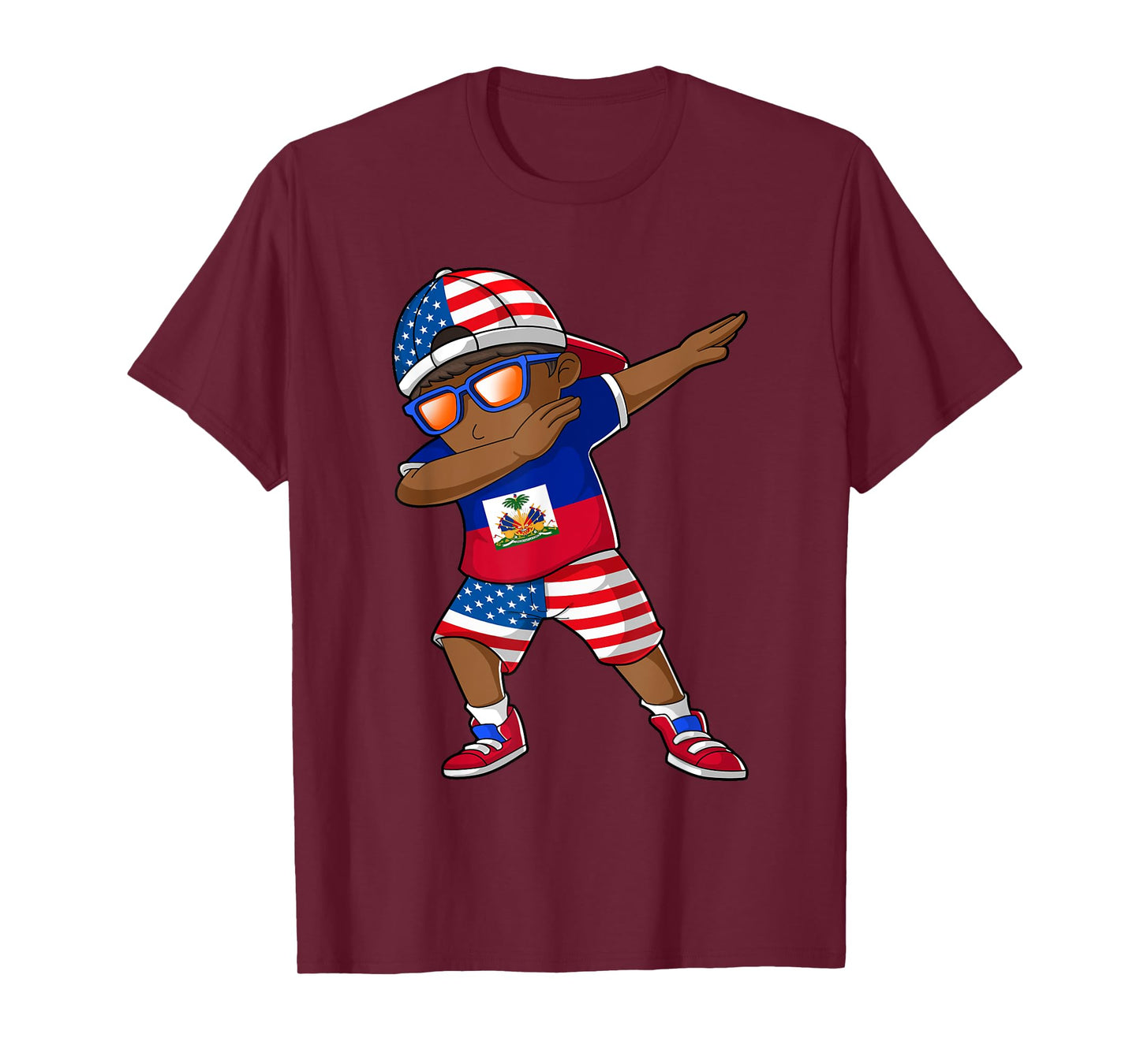 Half American Half Haitian Boy Kid Haiti Flag Patriotic T-Shirt