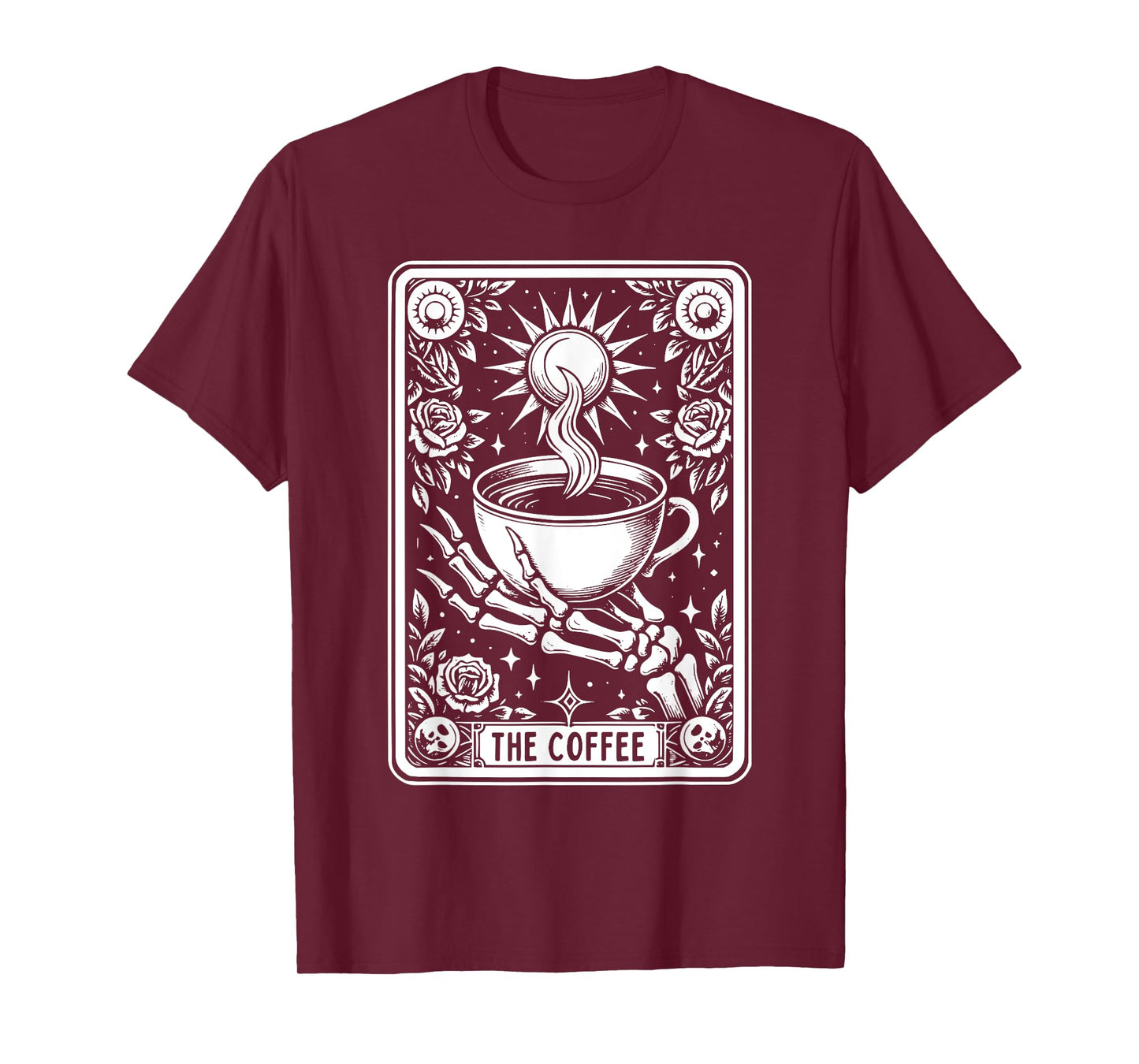 The Coffee Tarot Cards Skeleton Coffee Gifts Tarot Card T-Shirt