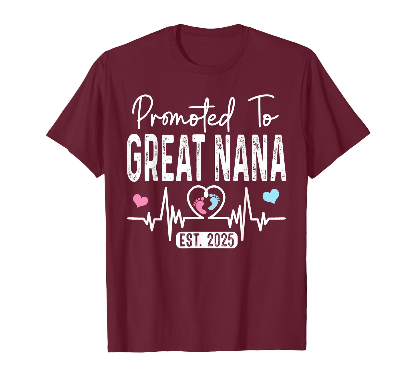 Promoted To Great Nana Est. 2025 Baby Gender Reveal Party T-Shirt