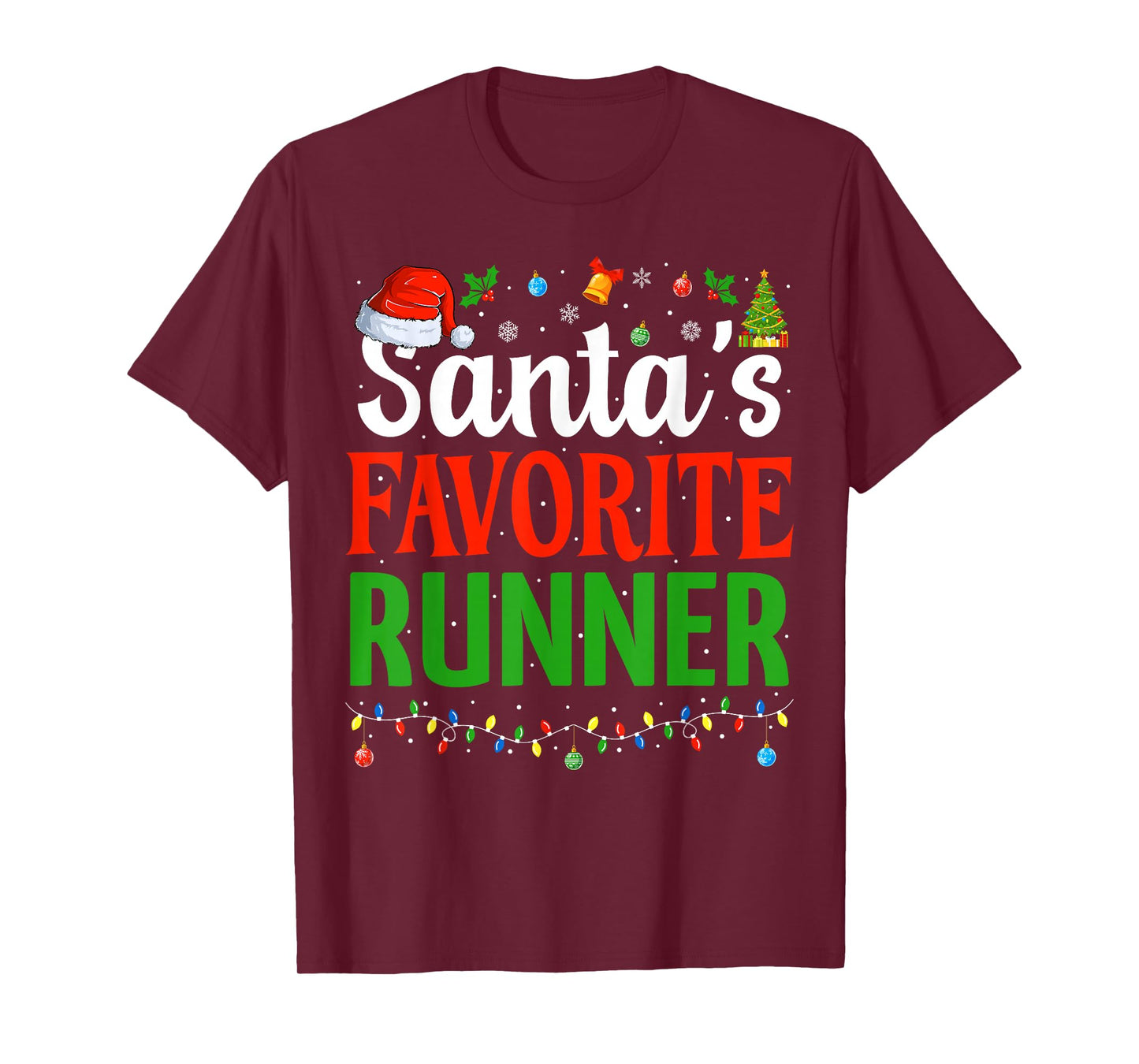Santa’s Favorite Runner Xmas Funny Runners Christmas Running T-Shirt