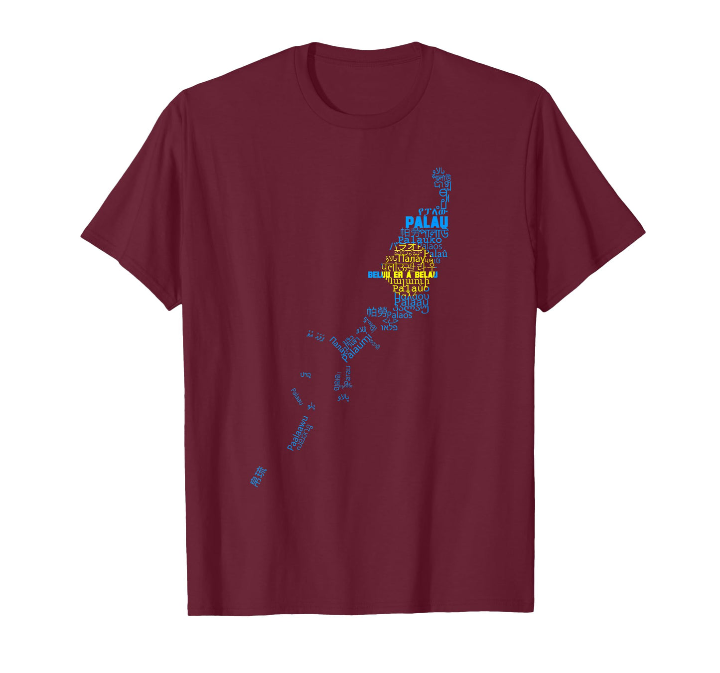 Palau Flag Map, Palau in world languages T-Shirt