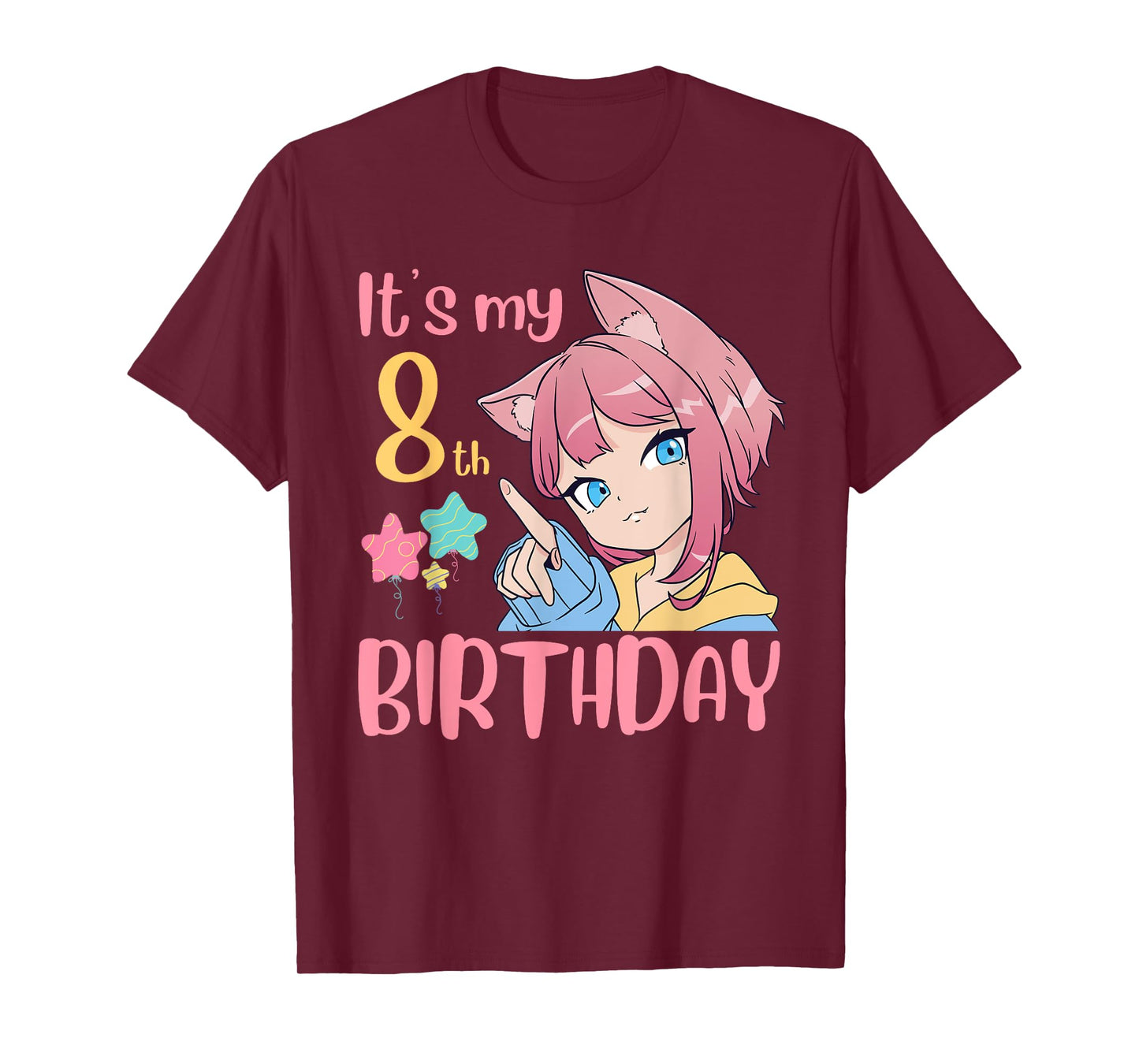 It's My 8th Birthday Anime Birthday Girl 8 Years Old Bday T-Shirt
