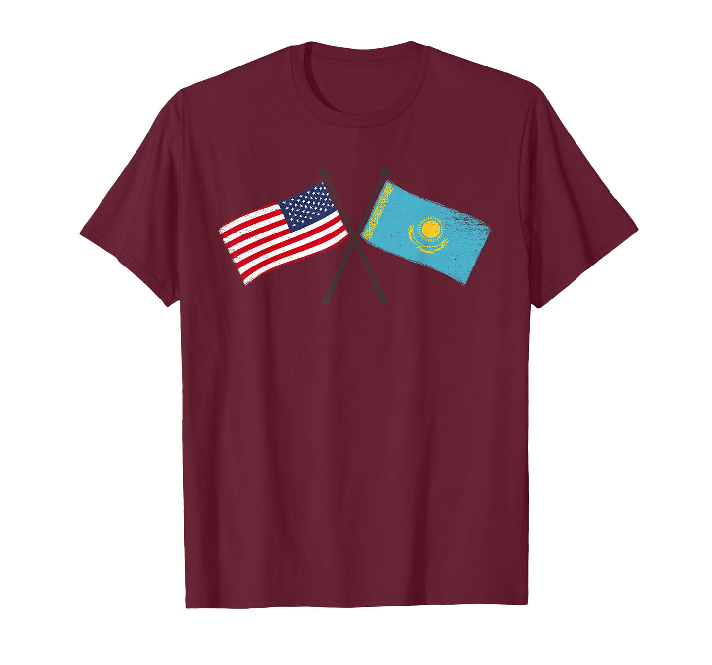 USA Kazakhstan Crossed Flags American Kazakh Friendship T-Shirt
