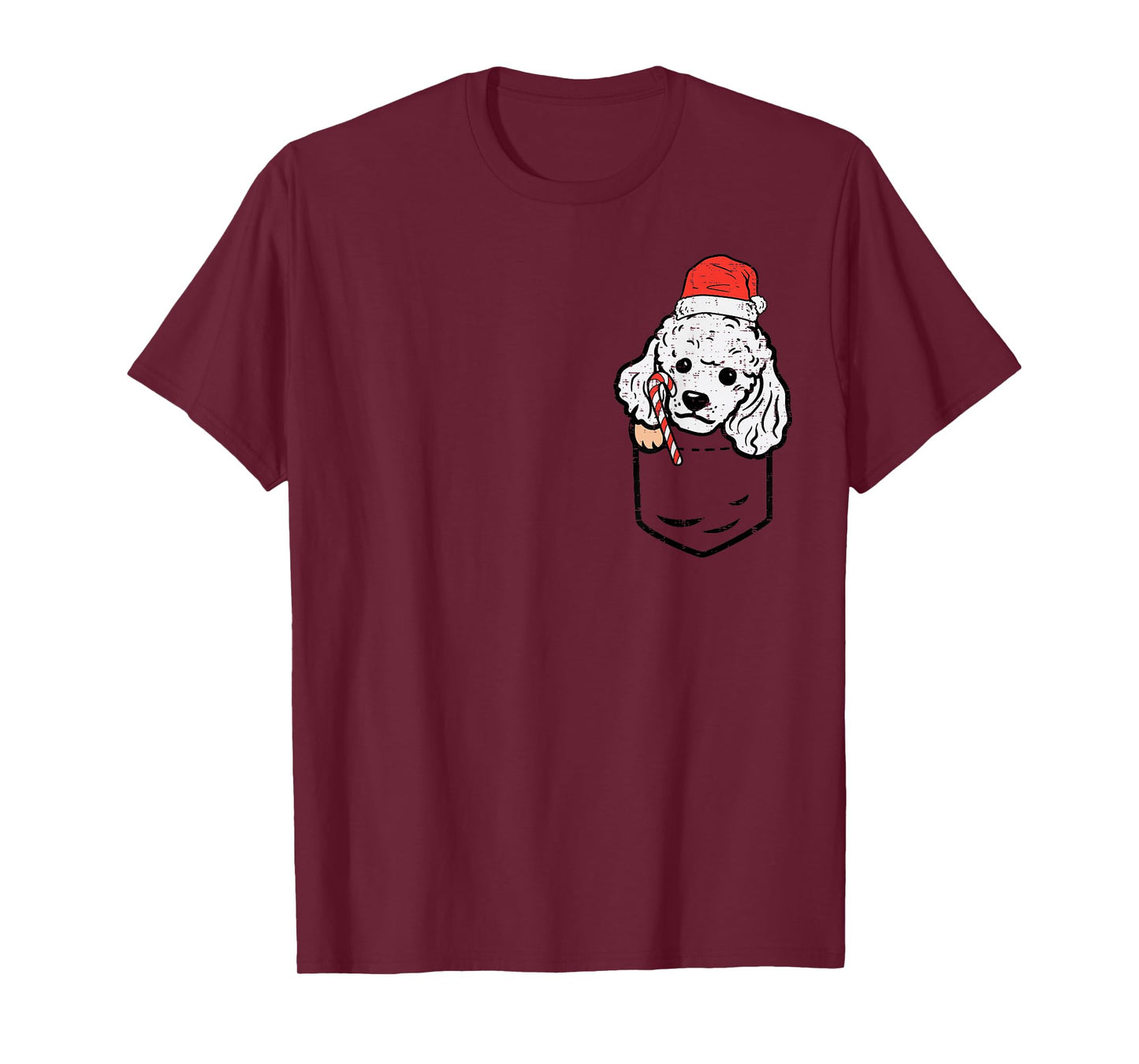 Pocket Poodle Santa Dog Christmas Xmas Men Women T-Shirt