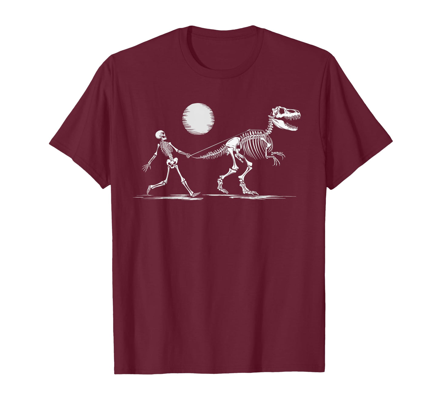 Funny Skeleton T-Rex Boys Girls Skeleton Walking a Dinosaur T-Shirt