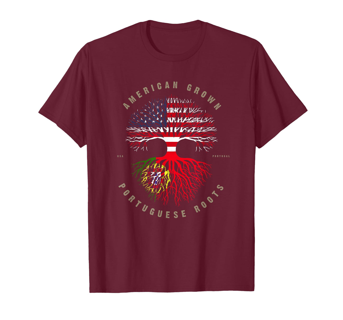 American Grown Portuguese Roots Portugal Flag T-Shirt