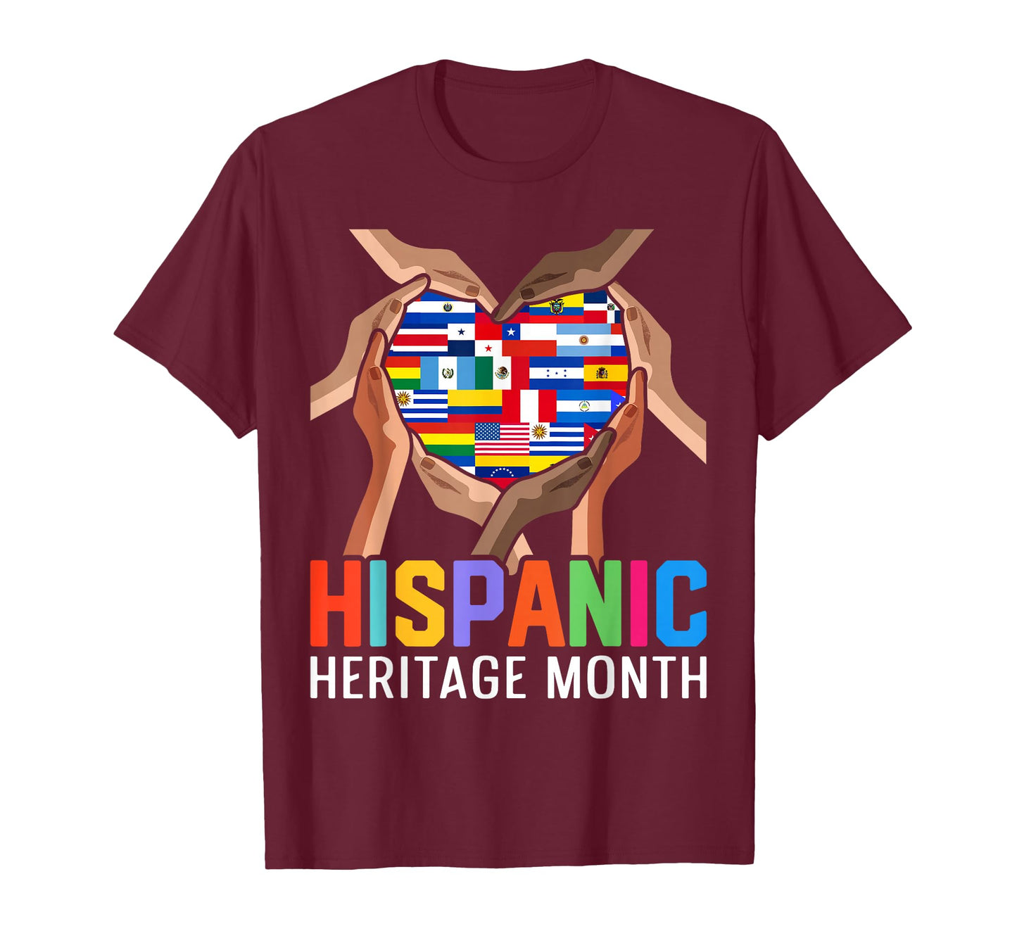Latin Countries Hands Heart Flags Hispanic Heritage Month T-Shirt