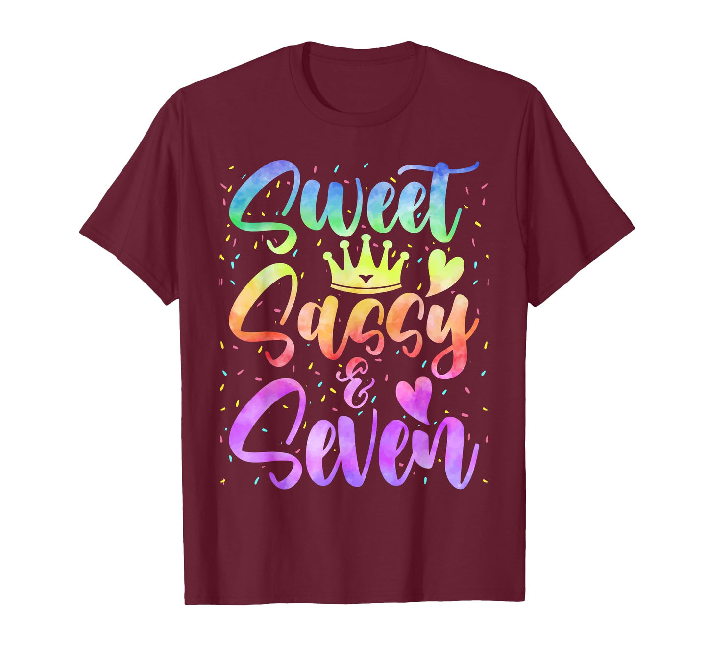 Sweet Sassy and Seven Girls Birthday Tie Dye 7 Year Old Kids T-Shirt