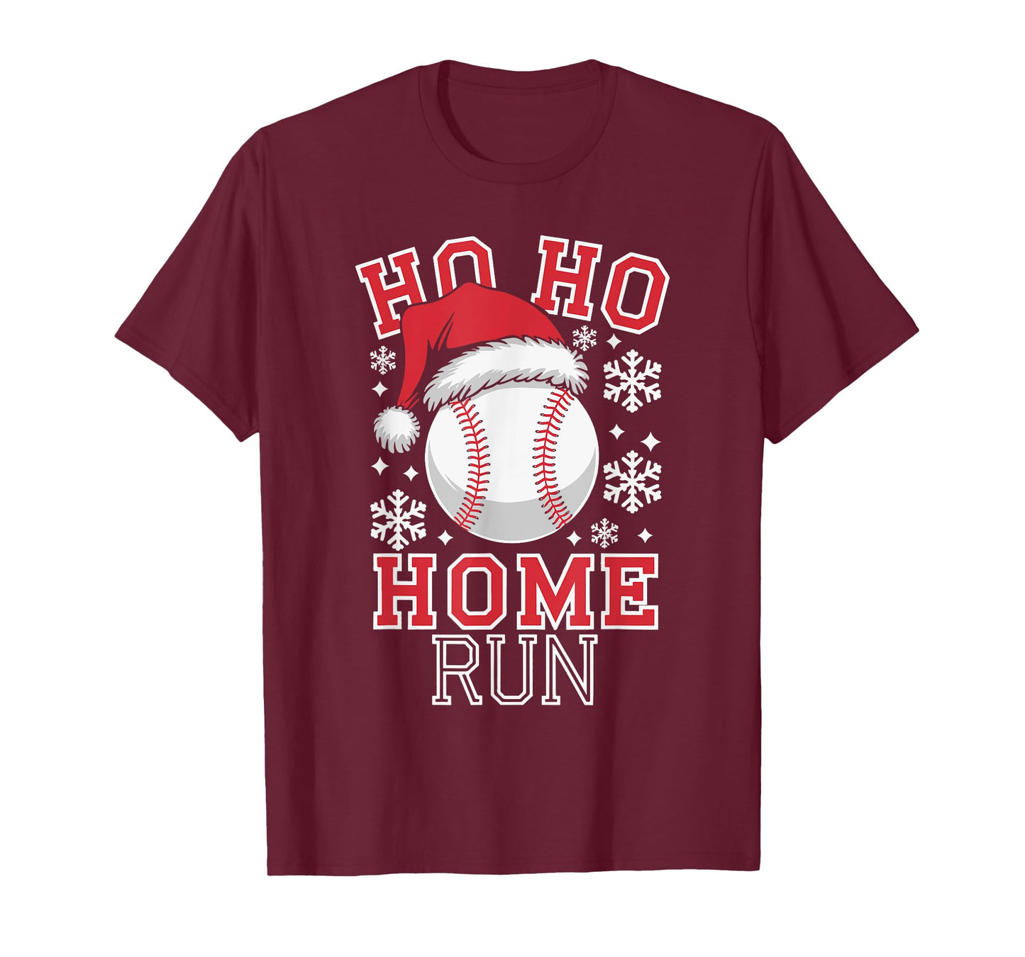 Christmas Santa Baseball Home Run Ho Ho Home Run T-Shirt, Unisex-Adults, Unisex-Kids, Black, Small, Short Sleeve, T-Shirt