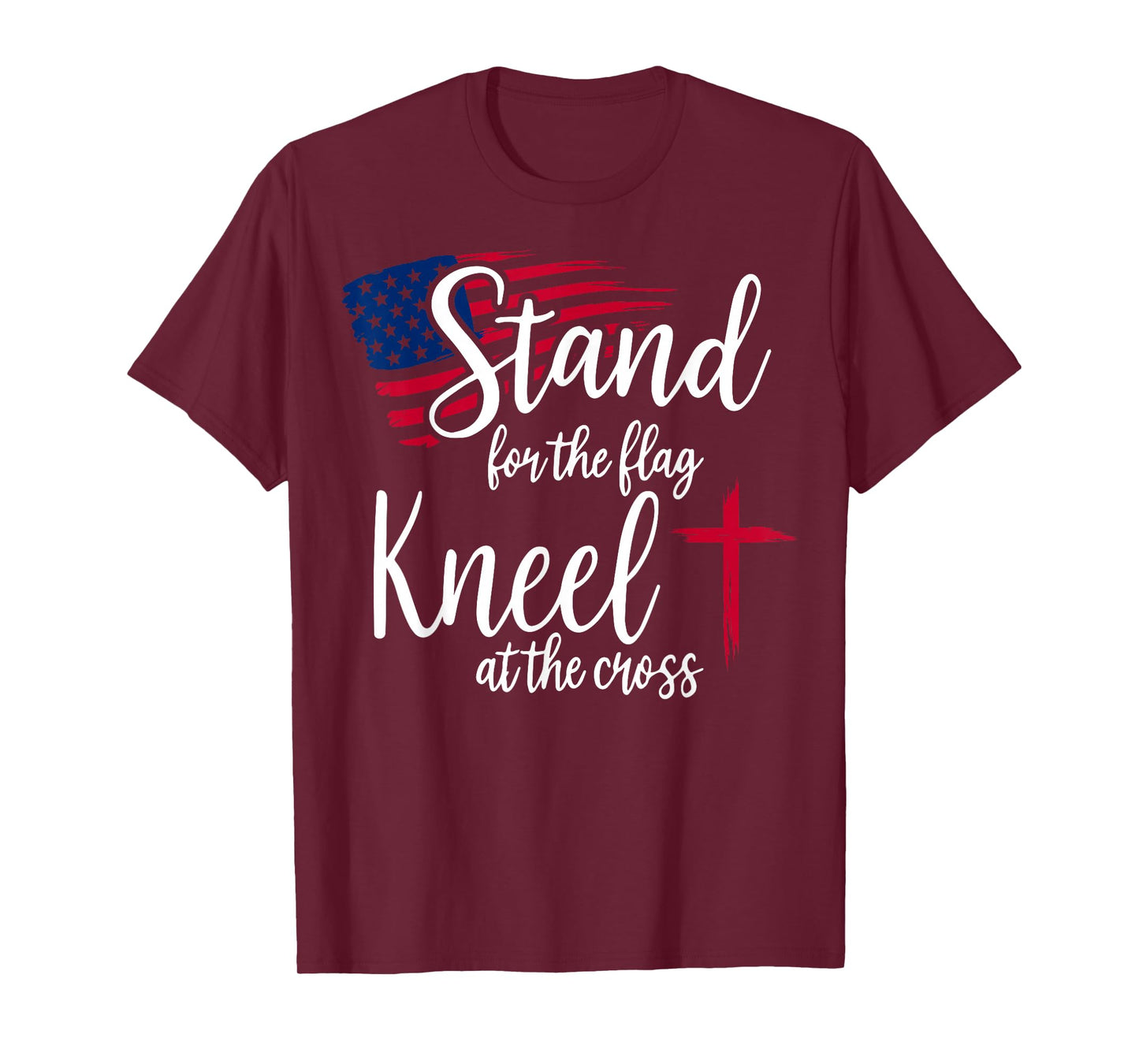 Stand for The Flag, Kneel for The Cross USA Flag T-Shirt