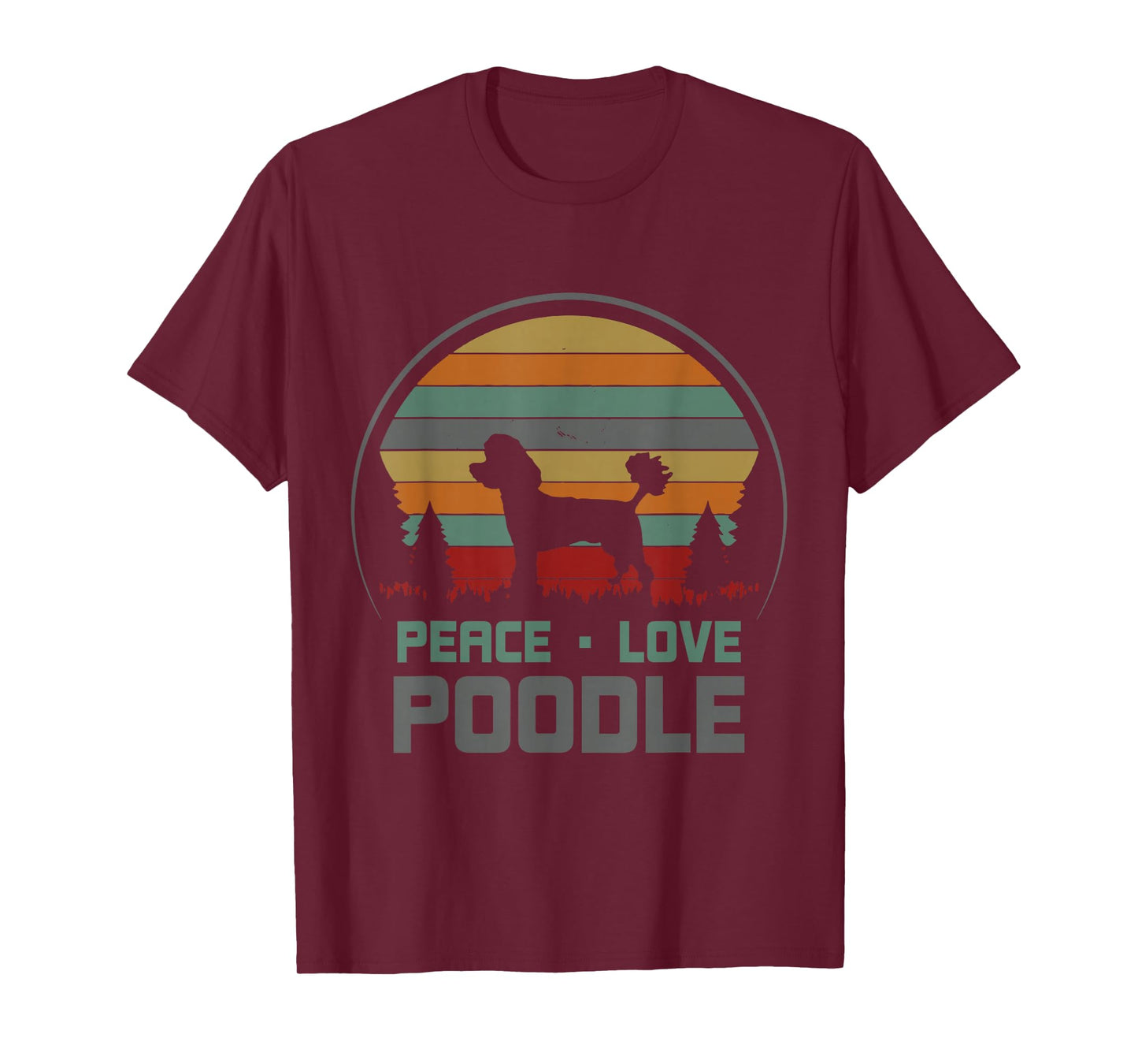 Retro Vintage Peace Love Poodle Adorable Dogs Animals Lovers T-Shirt