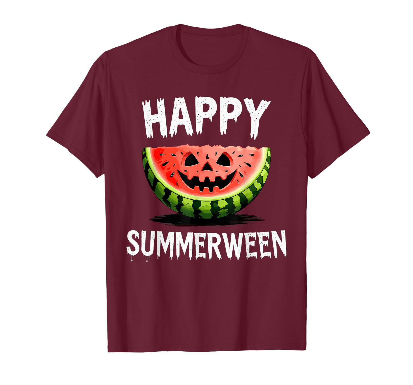 Watermelon Jack O Lantern Summer Halloween Happy Summerween T-Shirt