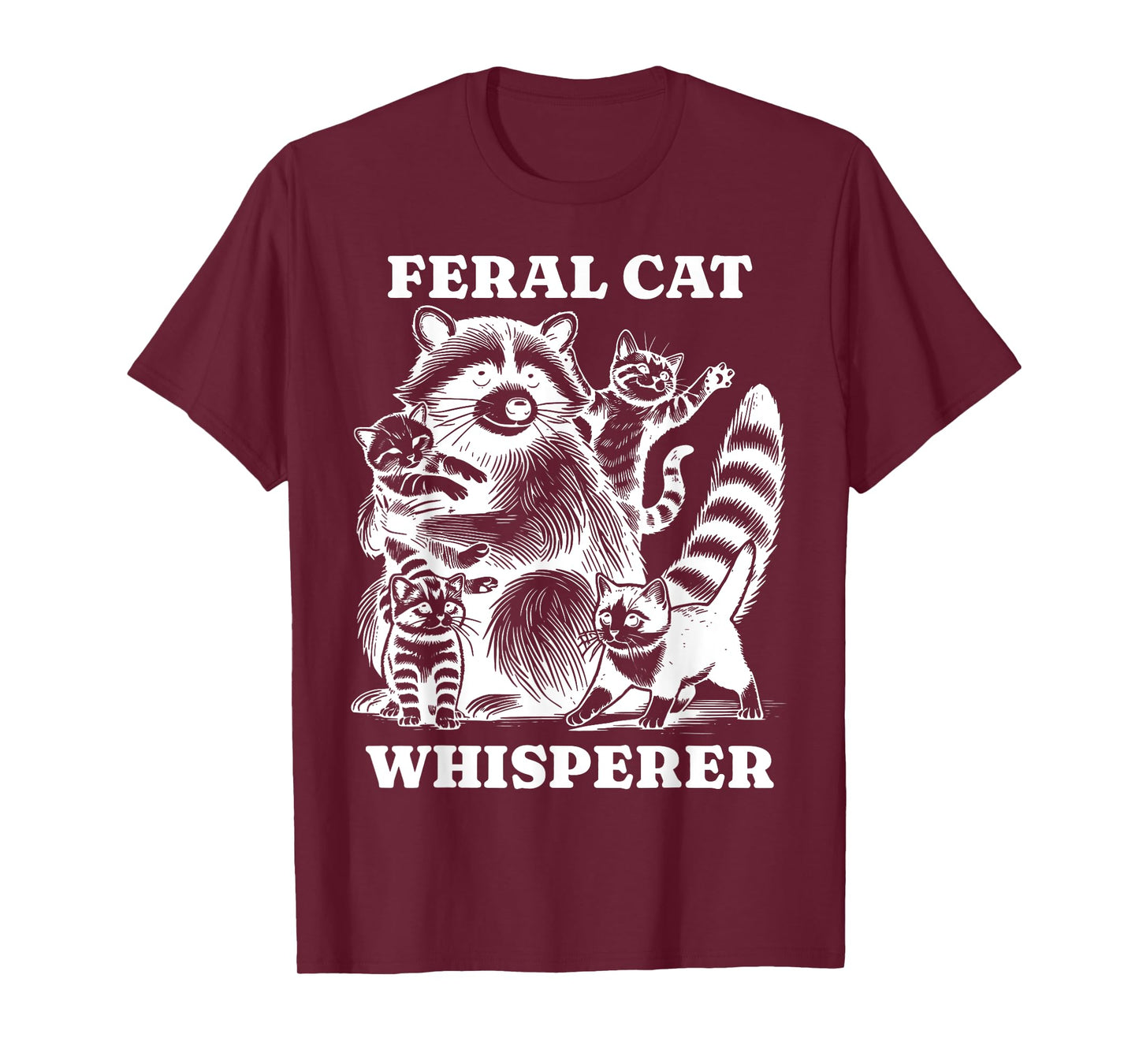 Vintage Feral Cat Whisperer Funny Cat Raccoon Cat Lovers T-Shirt