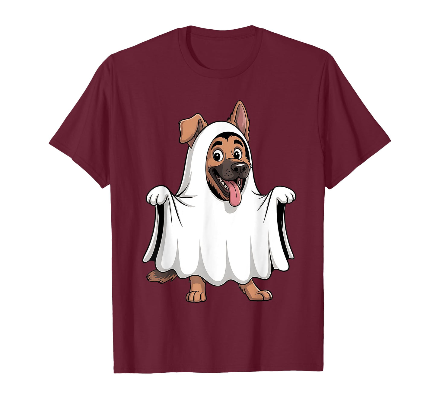 German Shepherd Dog Wearing A White Ghost Costume Halloween T-Shirt