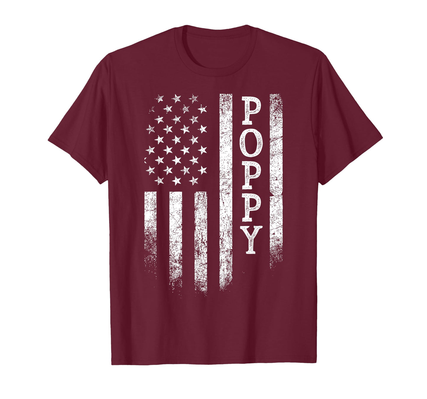 Distressed Poppy American Flag Patriotic Father's Day T-Shirt