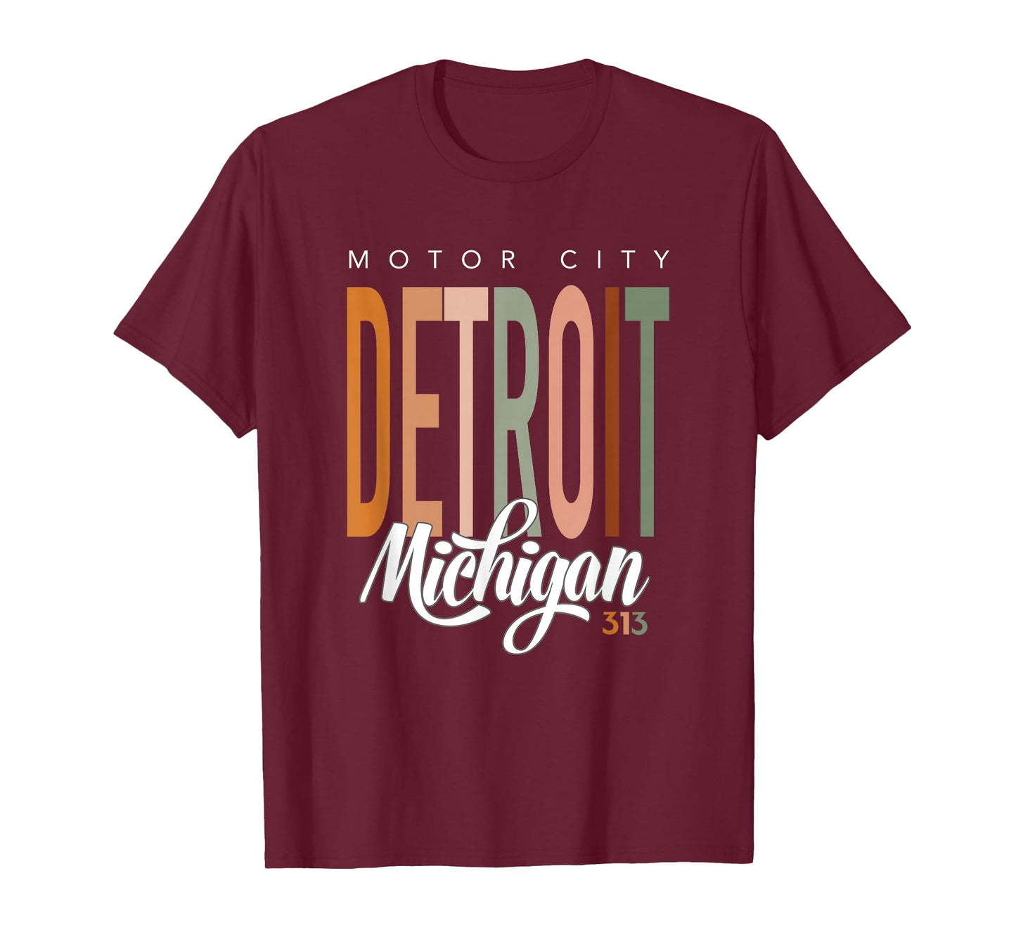 313 Motor City Detroit Michigan Hometown Retro T-Shirt