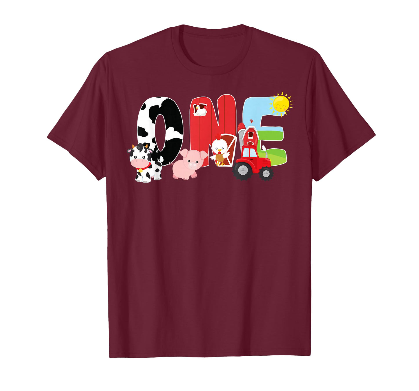 Farm Animals 1st Birthday Barnyard 1 Year Old Baby Birthday T-Shirt