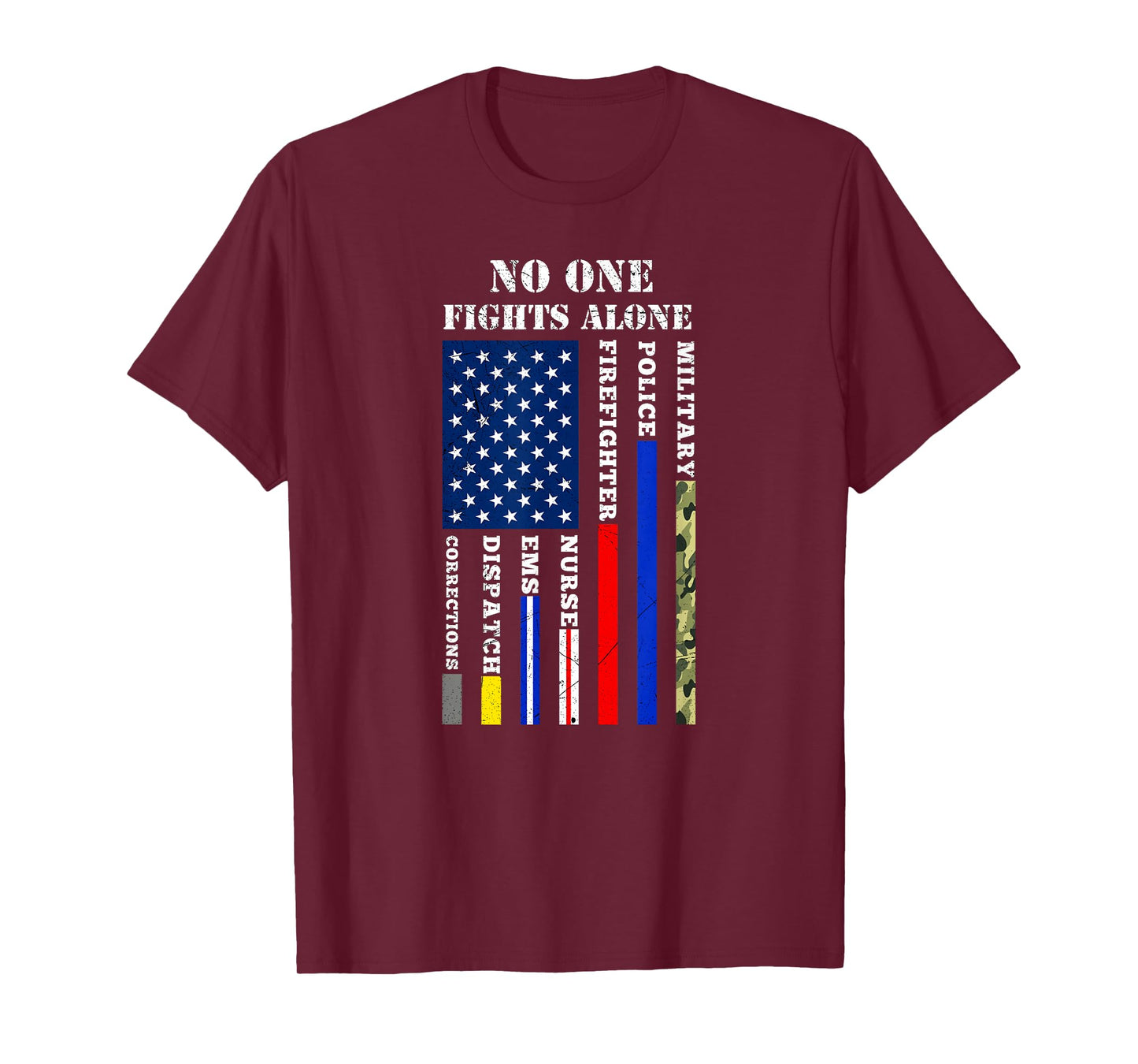 No One Fights Alone USA Flag T-Shirt for 4th July T-Shirt