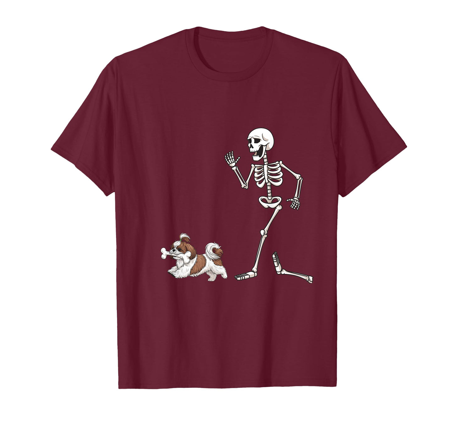 Funny Halloween Shih Tzu and Skeleton T-Shirt