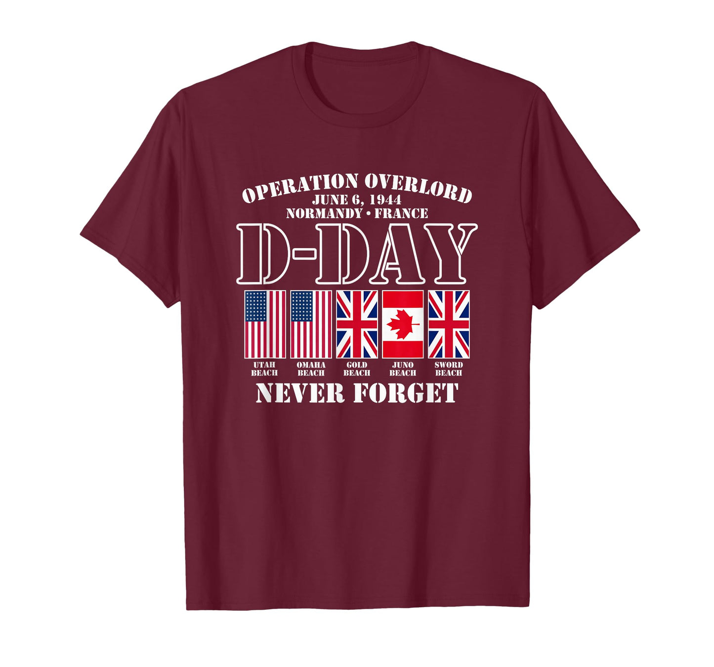 Utopia Sport Military Shop D-Day June 6, 1944 Normandy France Never Forget T-Shirt
