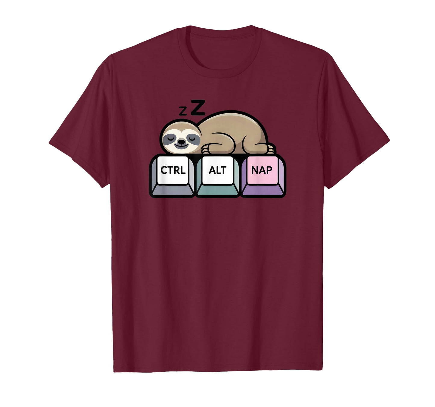 Ctrl Alt Nap Funny Sloth Work from Home Lazy Tech Cartoon T-Shirt