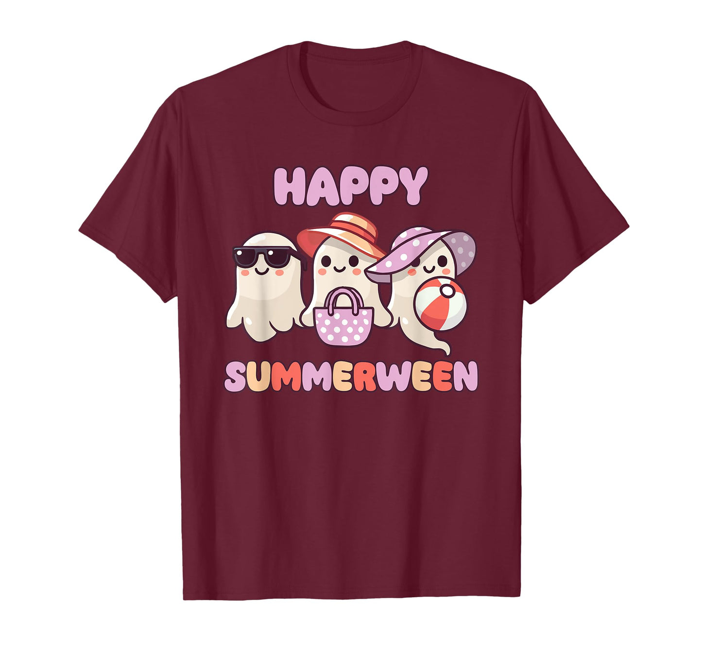 Happy Summerween Summer Halloween Ghost Men Women Kids T-Shirt