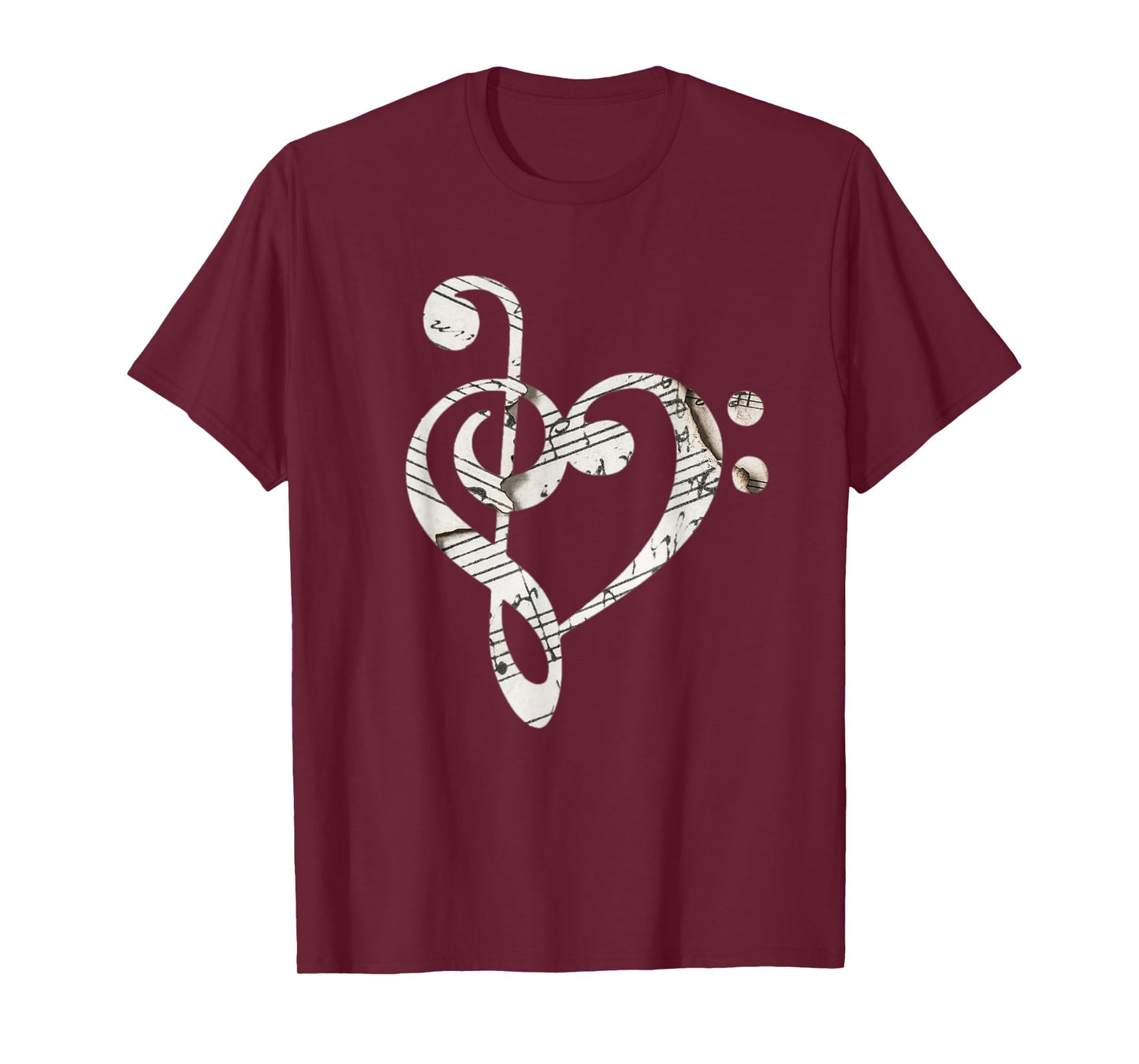 Heart Bass Clef T-Shirt Musical Note Shirt