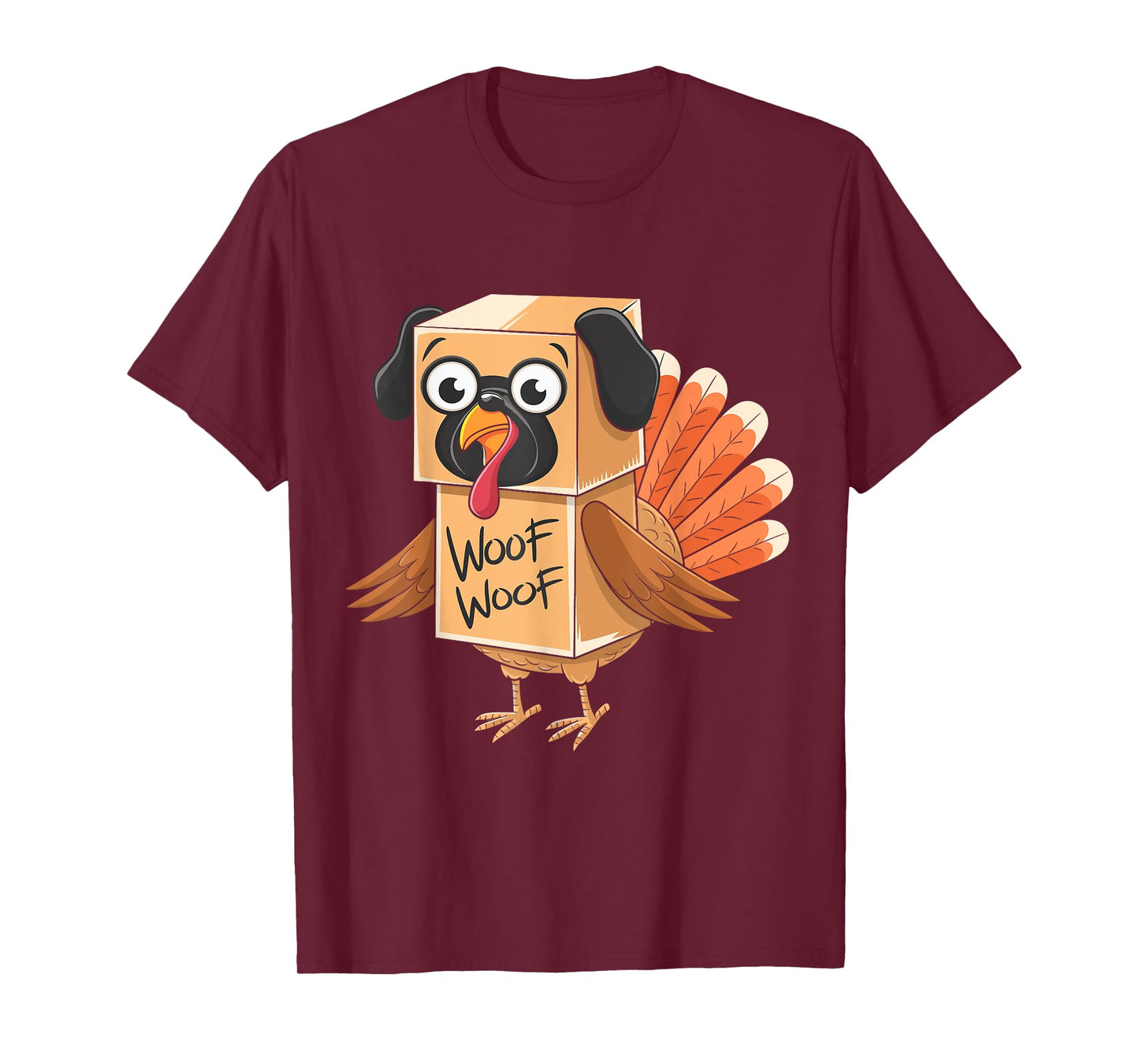 Funny Thanksgiving Turkey Fake Pug Disguise Dog Lovers Men Women Kids T-Shirt