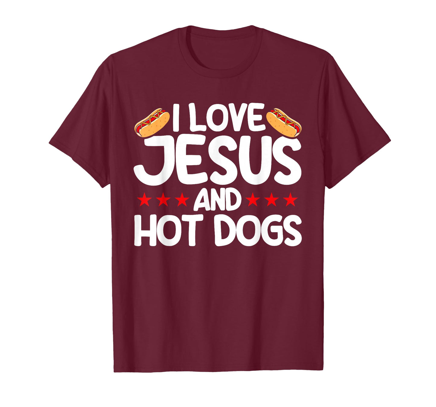 Hot Dog Food Saying I Love Jesus and Hot Dogs T-Shirt
